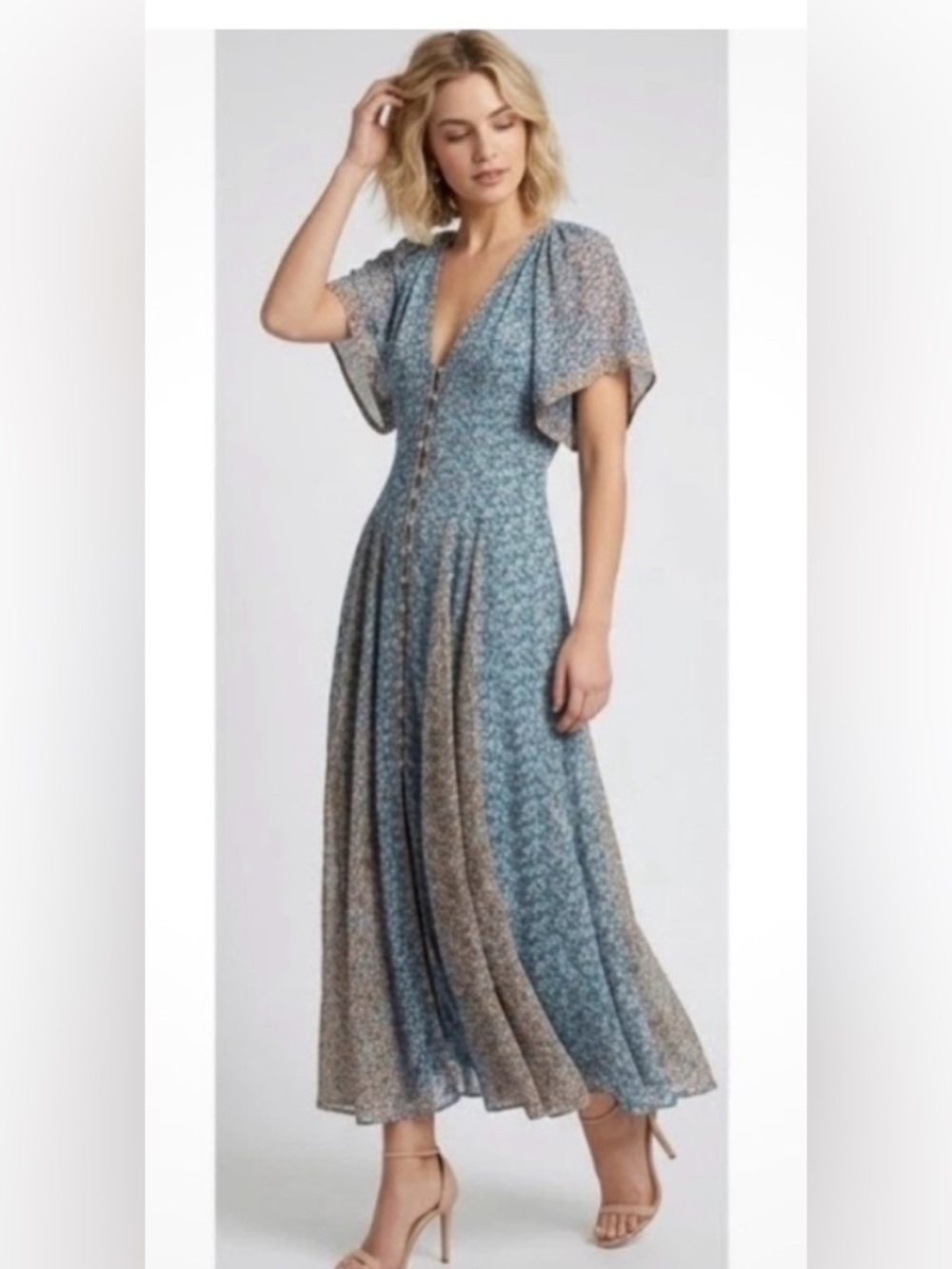 Maeve Floral Pleated Smocked Maxi Dress, 6‎ (Anthro)